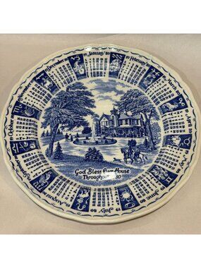 Myott 1980 Bless Our House Horoscope Plate Blue Transfer Collectible England 9"